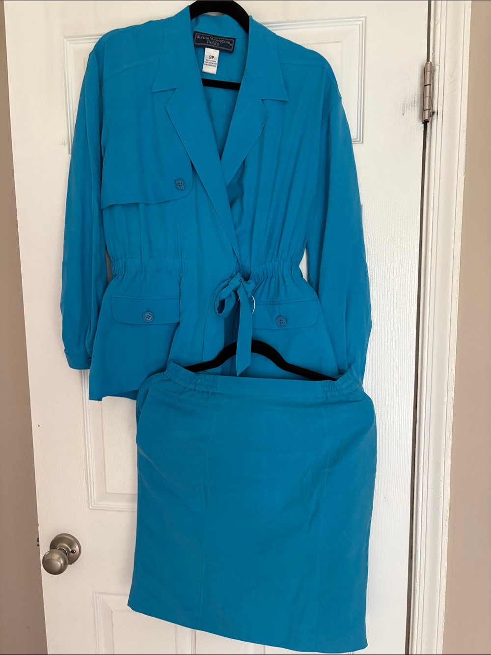 Norton McNaughton Petite Turquoise Skirt and Jacket Set